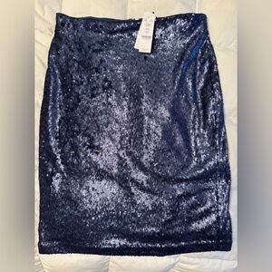 White House Black Market Sequin Navy Pencil Skirt